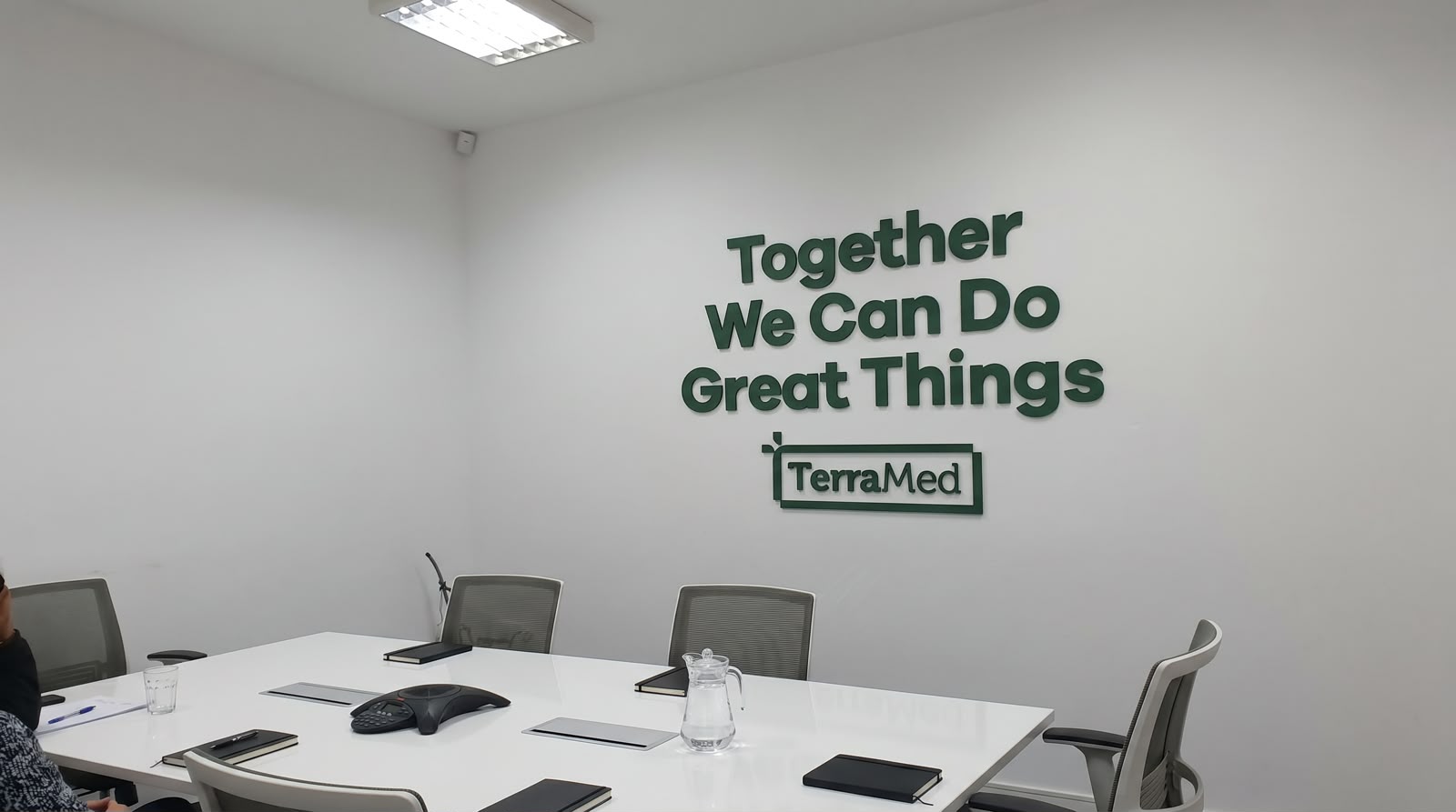 Team working together in healthcare company